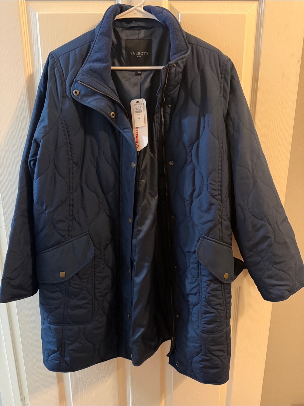 Talbots Navy Quilted Long Puffer Jacket
